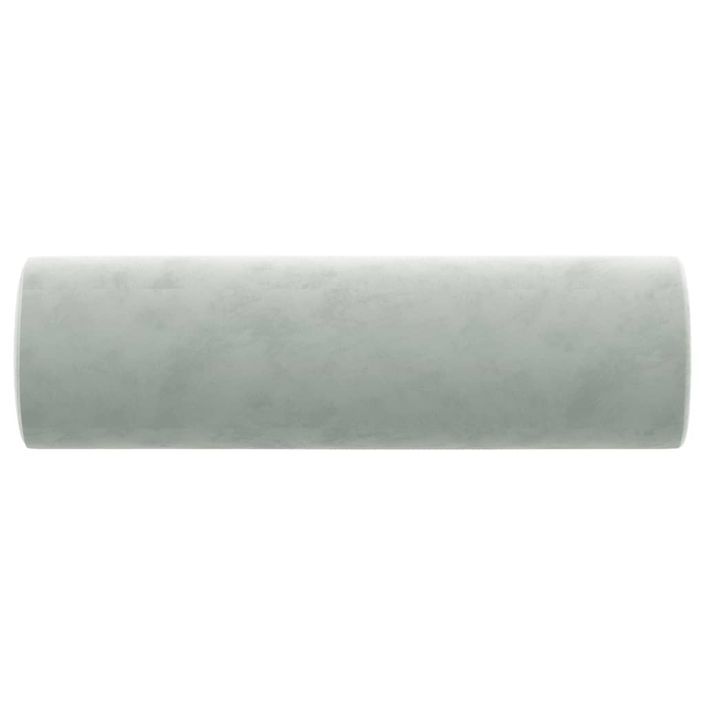 Coussins décoratifs 2 pcs Gris clair Ø15x50 cm Velours - Photo n°4