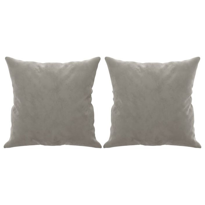 Coussins décoratifs 2 pcs Gris clair 40x40 cm Velours - Photo n°2