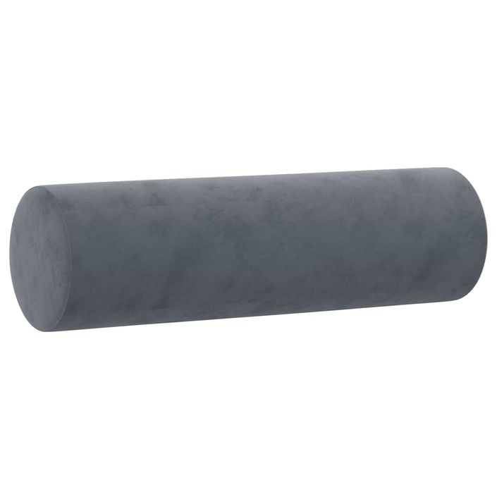 Coussins décoratifs 2 pcs Gris foncé Ø15x50 cm Velours - Photo n°3