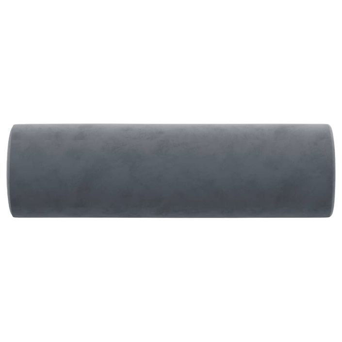 Coussins décoratifs 2 pcs Gris foncé Ø15x50 cm Velours - Photo n°4