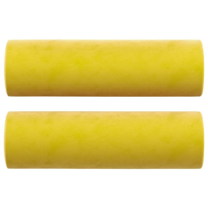 Coussins décoratifs 2 pcs Jaune Ø15x50 cm Velours - Photo n°2