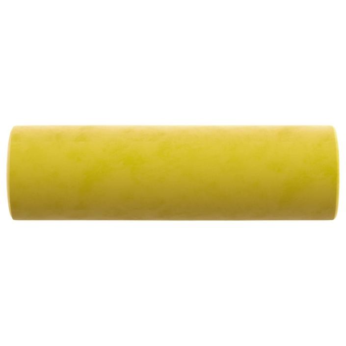 Coussins décoratifs 2 pcs Jaune Ø15x50 cm Velours - Photo n°4