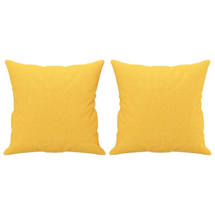 Coussins décoratifs 2 pcs Jaune clair 40x40 cm Tissu - Photo n°2