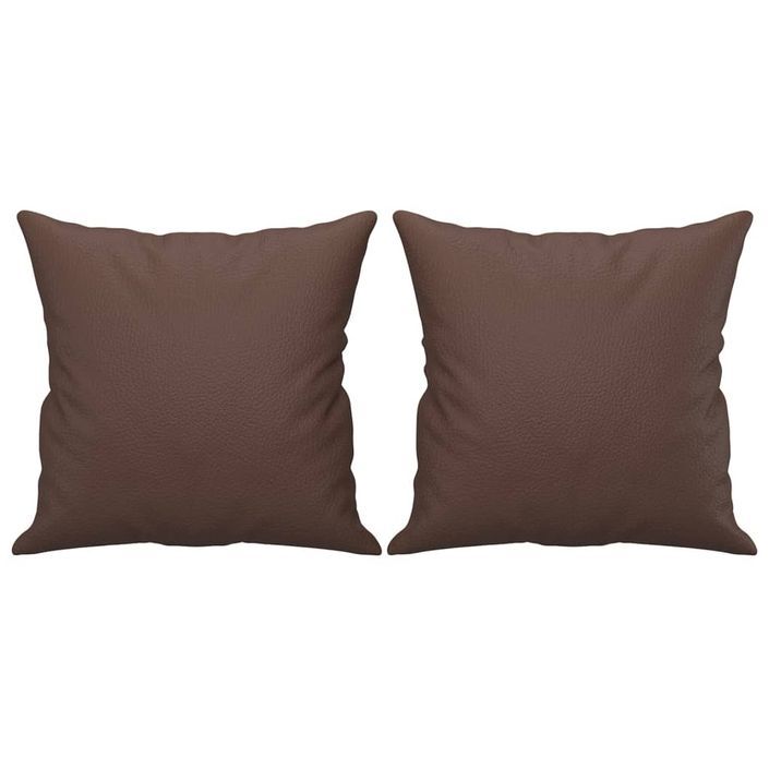 Coussins décoratifs 2 pcs Marron 40x40 cm Similicuir - Photo n°2