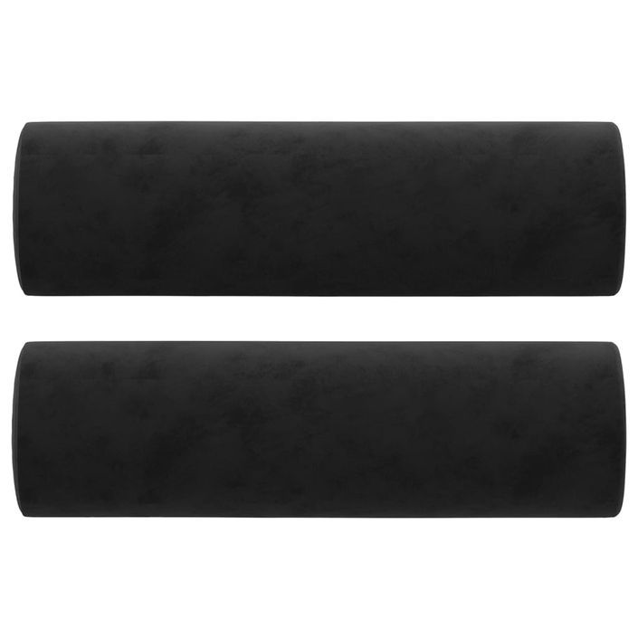 Coussins décoratifs 2 pcs Noir Ø15x50 cm Velours - Photo n°2