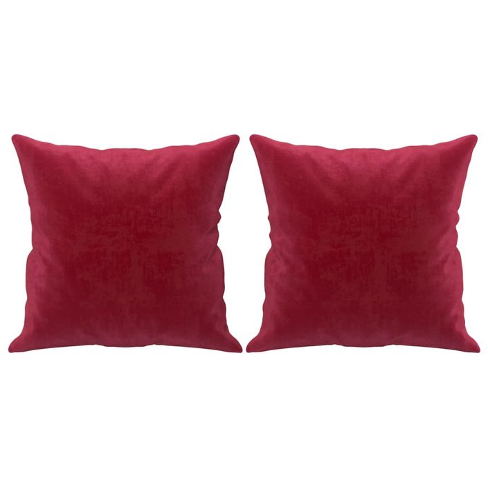 Coussins décoratifs 2 pcs Rouge bordeaux 40x40 cm Velours - Photo n°2