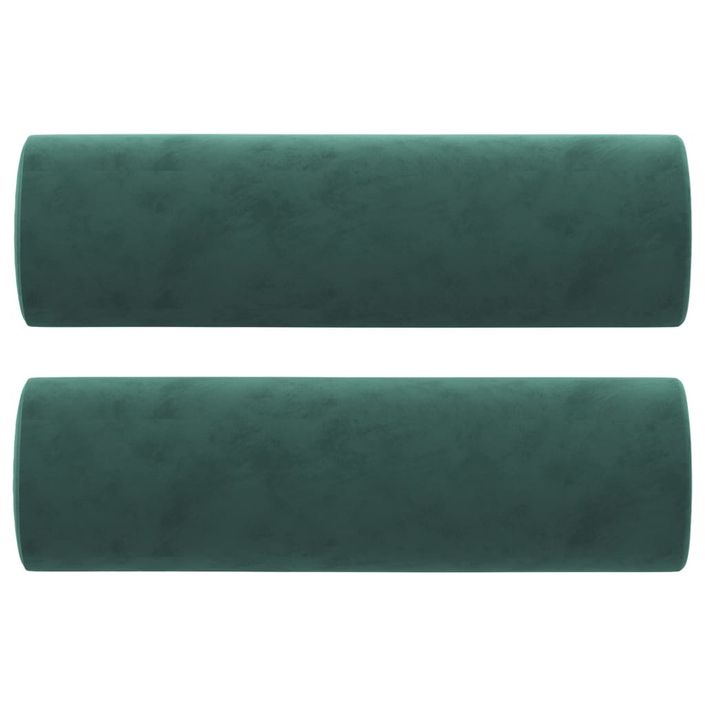 Coussins décoratifs 2 pcs Vert foncé Ø15x50 cm Velours - Photo n°2