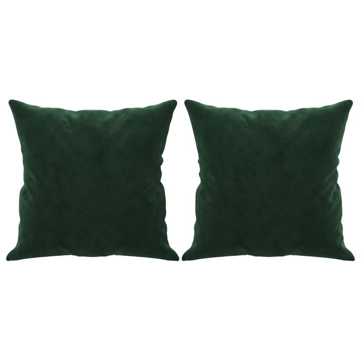 Coussins décoratifs 2 pcs Vert foncé 40x40 cm Velours - Photo n°2