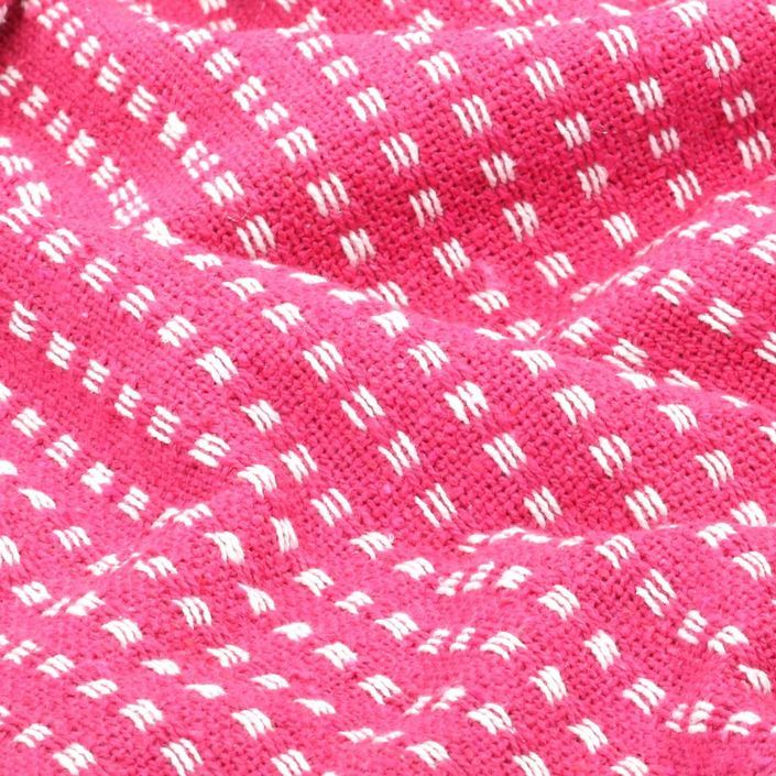 Couverture coton à carreaux 160 x 210 cm Rose - Photo n°2