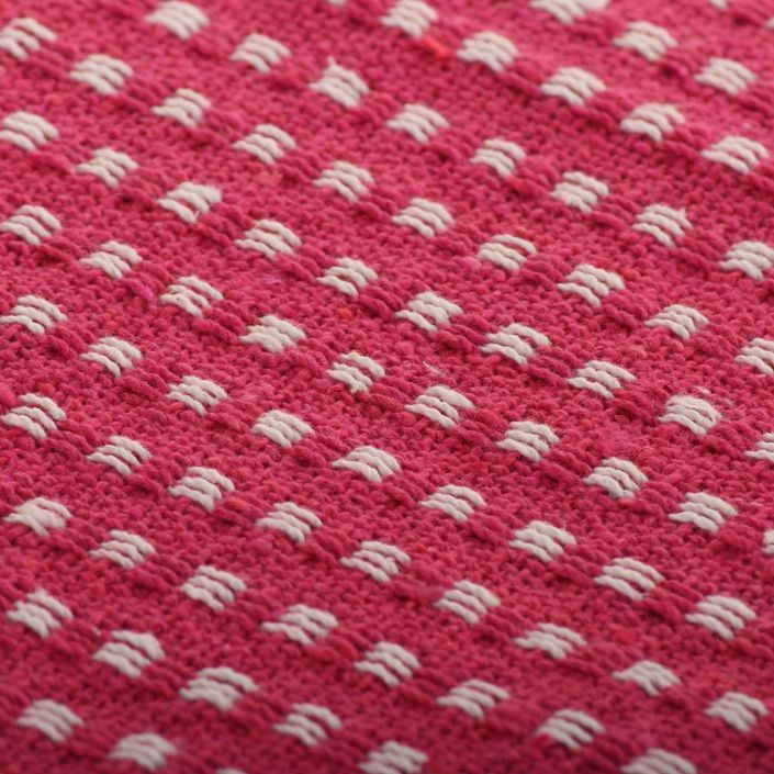 Couverture coton à carrés 125 x 150 cm Rose - Photo n°3