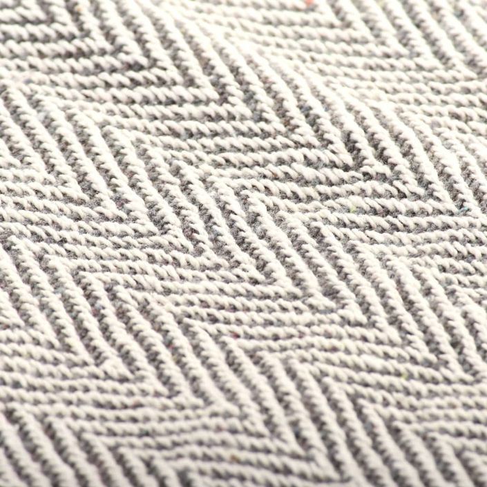 Couverture coton à chevrons 220 x 250 cm Gris - Photo n°3