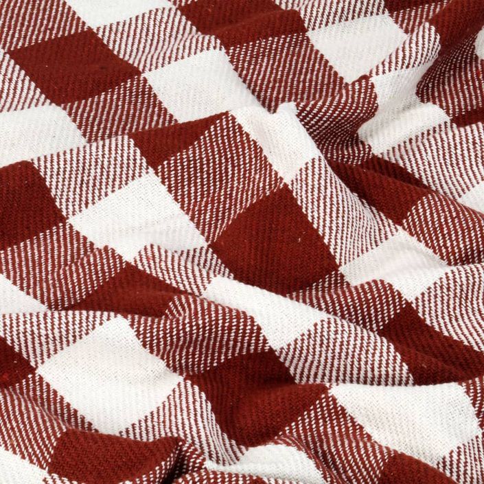 Couverture Coton Carreaux 220 x 250 cm Rouge délavé - Photo n°2