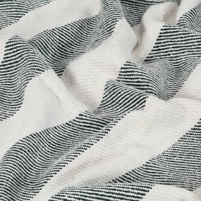 Couverture Coton Rayures 125 x 150 cm Vert foncé - Photo n°3