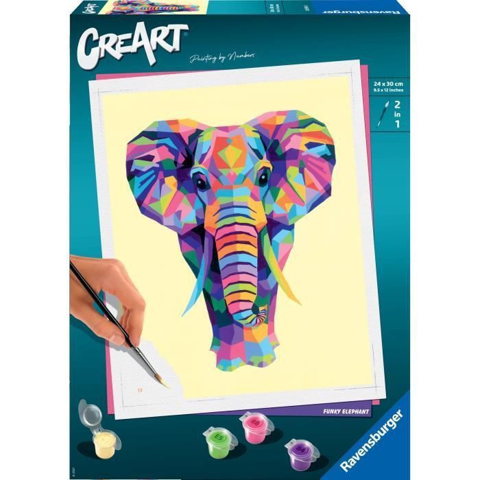 CreArt - grand - Elephant - Ravensburger - Coffret complet - Peinture au numéro Adulte - Des 12 ans - Photo n°1