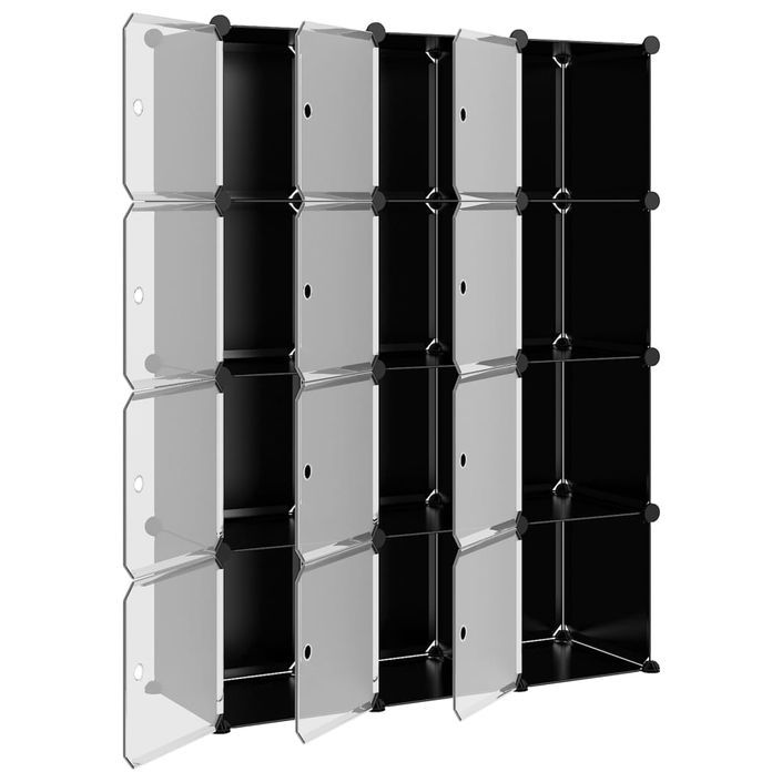 Cubes de rangement 12 pcs avec portes Noir PP - Photo n°4