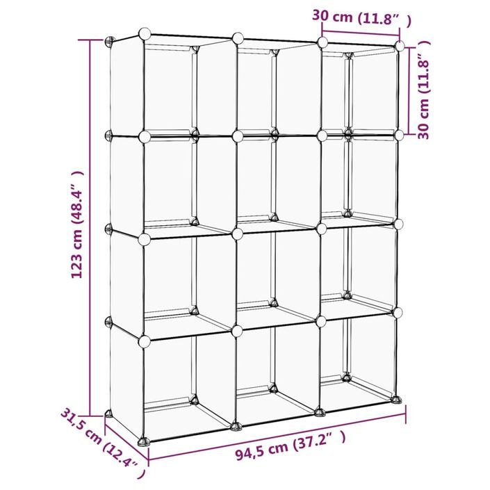 Cubes de rangement 12 pcs Noir PP - Photo n°8