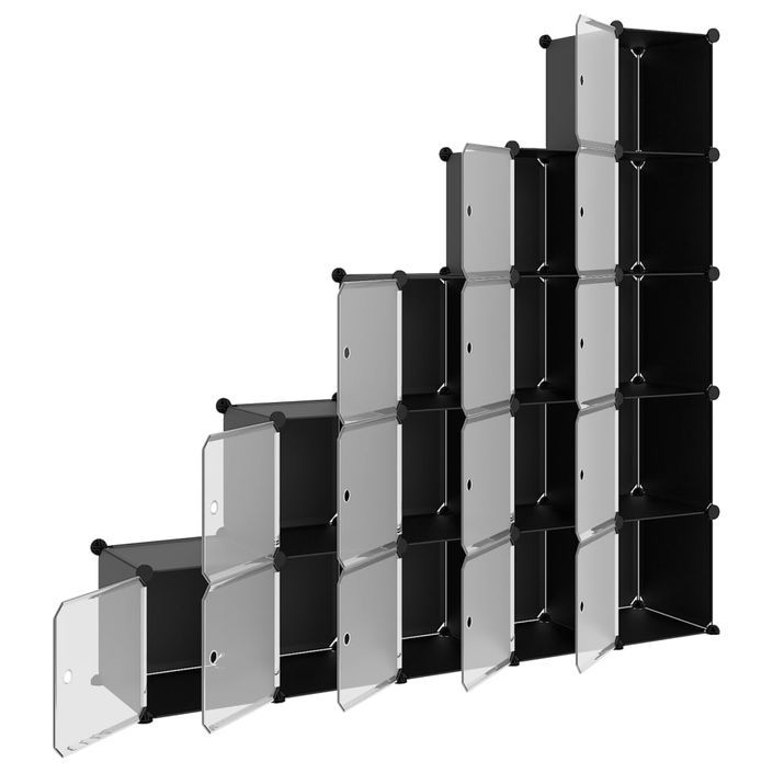 Cubes de rangement 15 pcs avec portes Noir PP - Photo n°4
