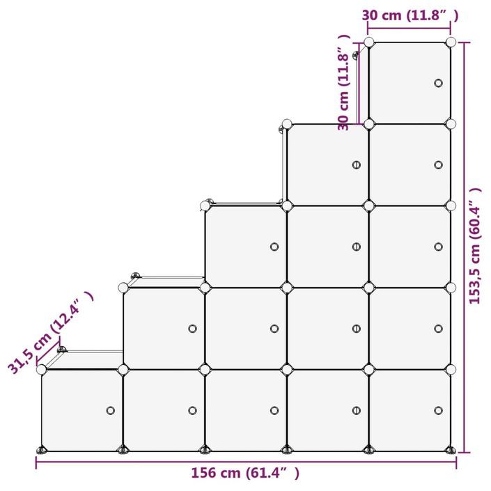 Cubes de rangement 15 pcs avec portes Noir PP - Photo n°8