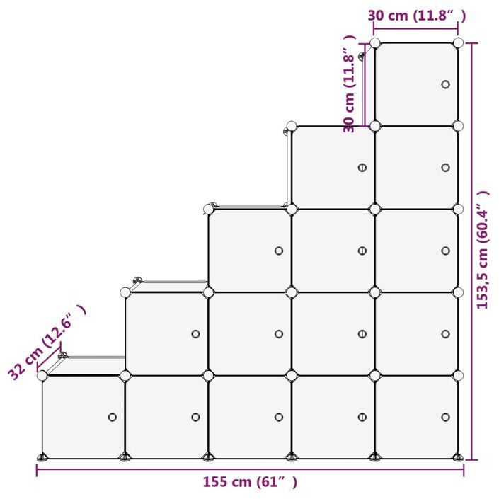 Cubes de rangement 15 pcs avec portes Transparent PP - Photo n°8