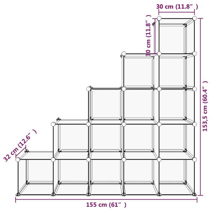 Cubes de rangement 15 pcs Transparent PP - Photo n°8