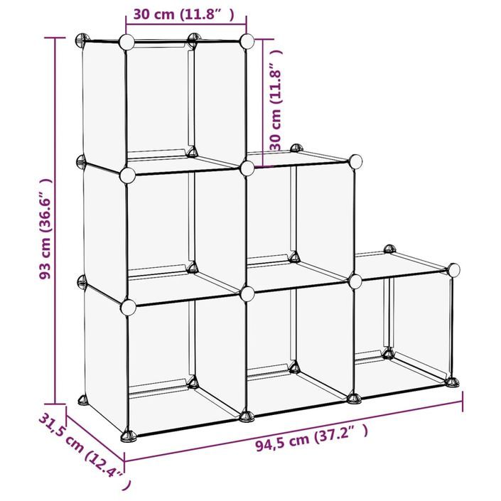 Cubes de rangement 6 pcs Transparent PP - Photo n°7