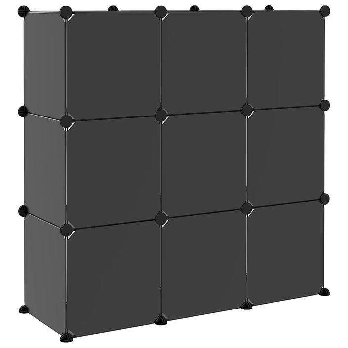 Cubes de rangement 9 pcs avec portes Noir PP - Photo n°6