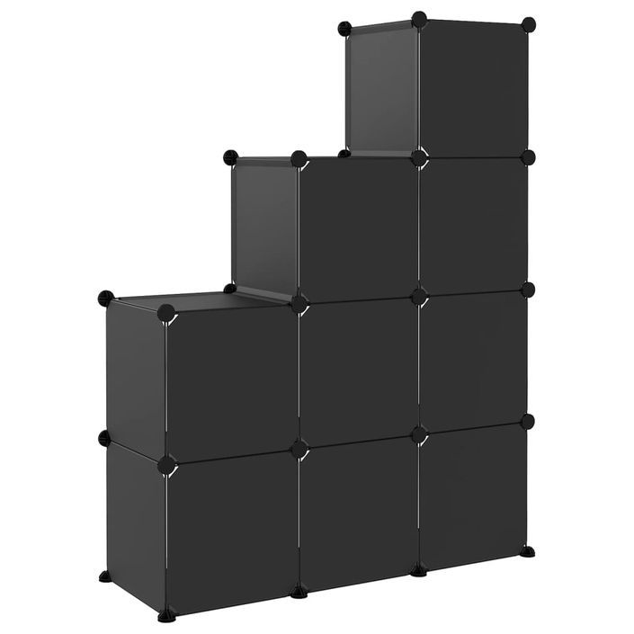 Cubes de rangement 9 pcs Noir PP - Photo n°5