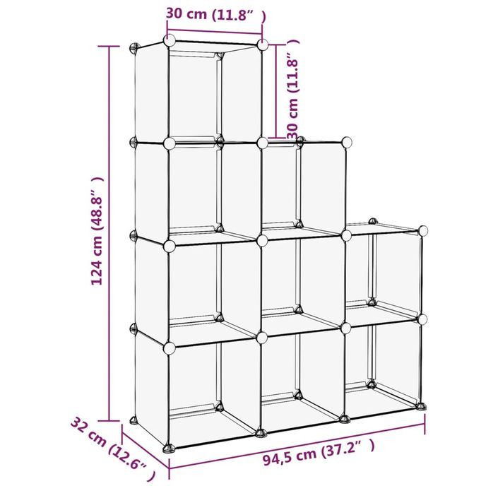 Cubes de rangement 9 pcs Noir PP - Photo n°7