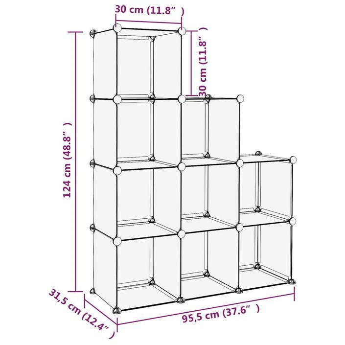 Cubes de rangement 9 pcs Transparent PP - Photo n°7