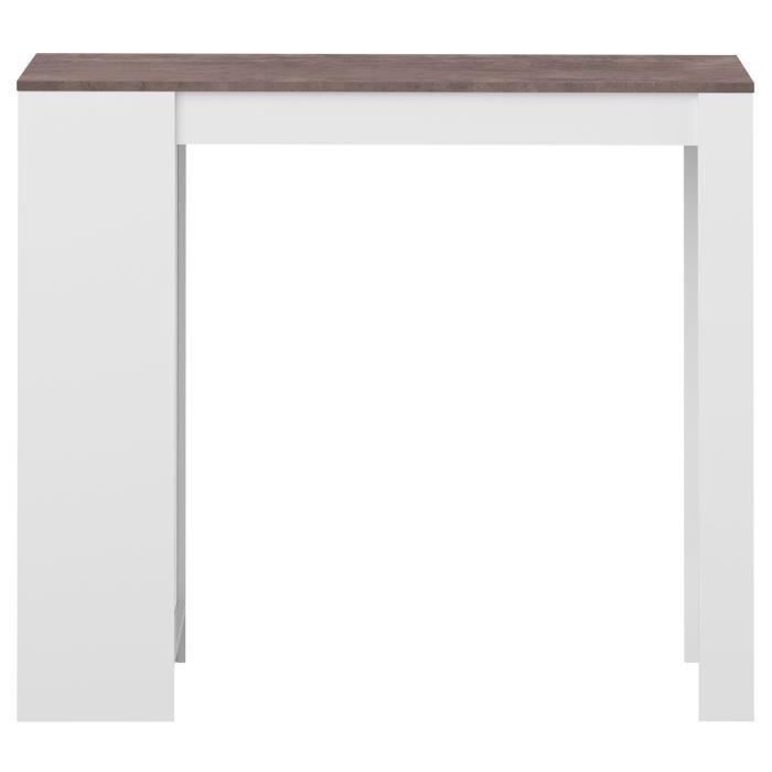 CURRY Table bar de 2 a 4 personnes style contemporain blanc mat et effet béton - L 115 x l 50 cm - Photo n°5