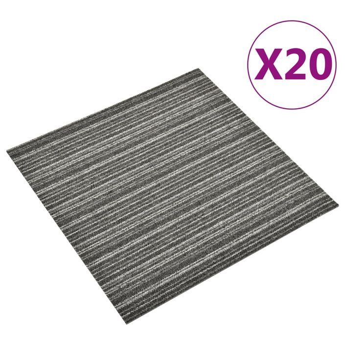 Dalles de tapis de sol 20 pcs 5 m² 50x50 cm Anthracite rayé - Photo n°1