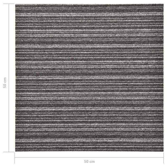 Dalles de tapis de sol 20 pcs 5 m² 50x50 cm Anthracite rayé - Photo n°7