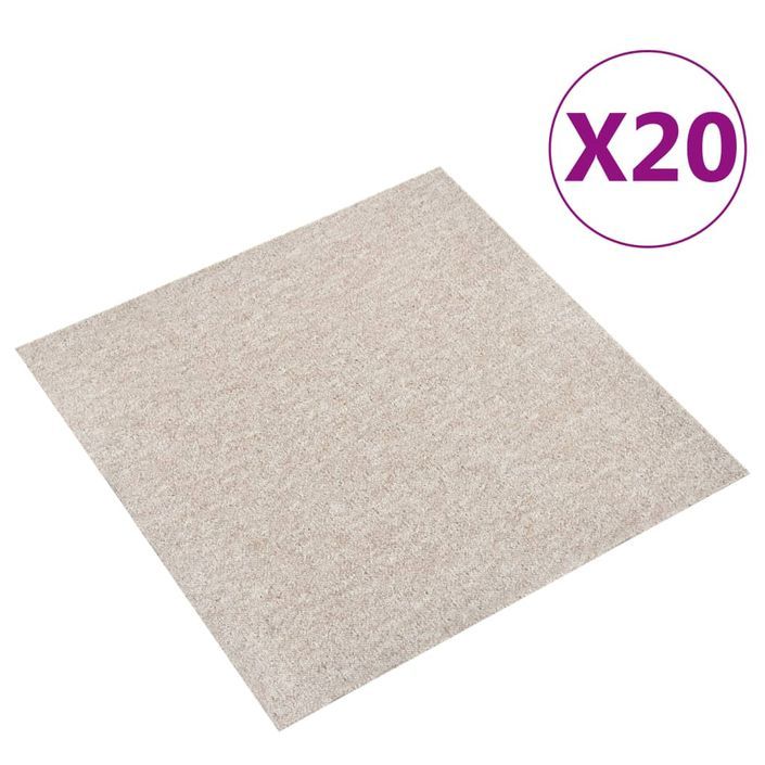 Dalles de tapis de sol 20 pcs 5 m² 50x50 cm Beige clair - Photo n°1