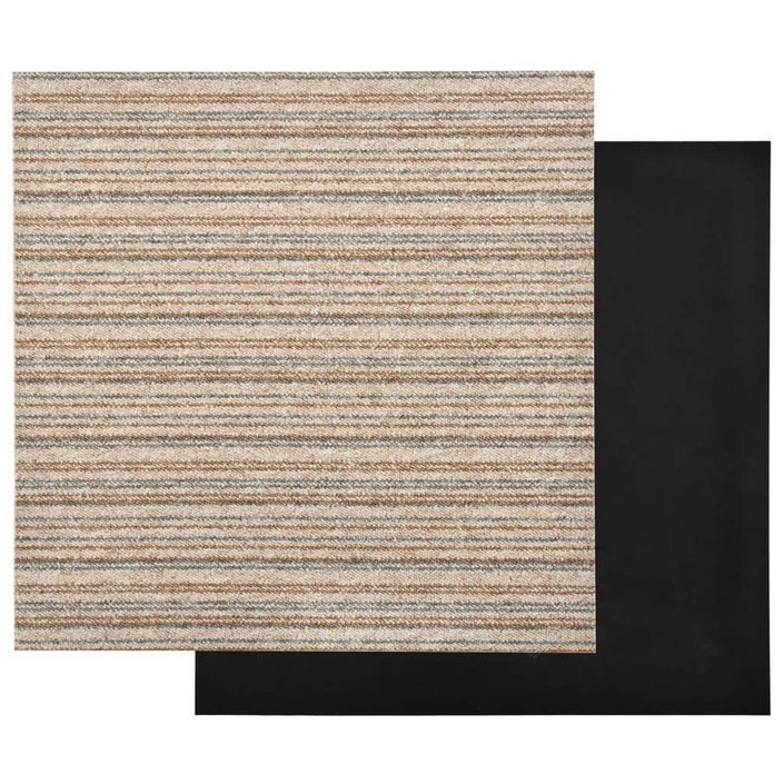 Dalles de tapis de sol 20 pcs 5 m² 50x50 cm Beige rayé - Photo n°4