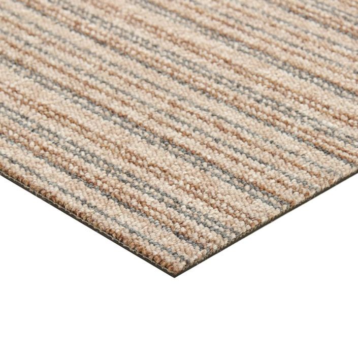 Dalles de tapis de sol 20 pcs 5 m² 50x50 cm Beige rayé - Photo n°6