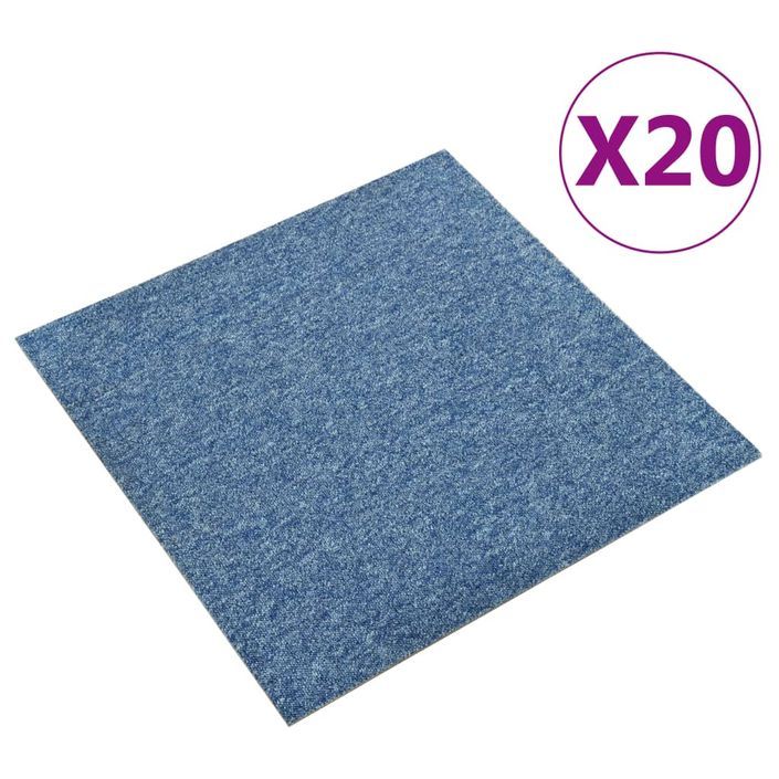 Dalles de tapis de sol 20 pcs 5 m² 50x50 cm Bleu - Photo n°1