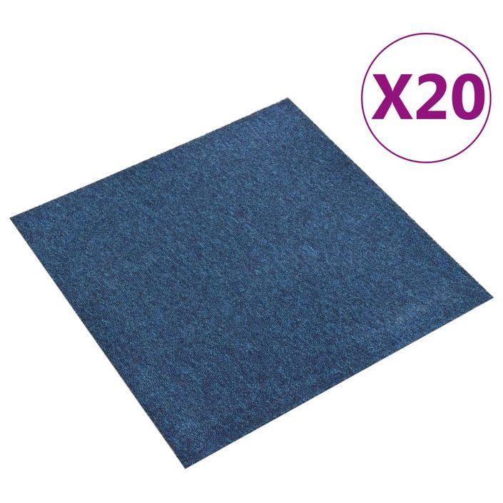 Dalles de tapis de sol 20 pcs 5 m² 50x50 cm Bleu foncé - Photo n°1