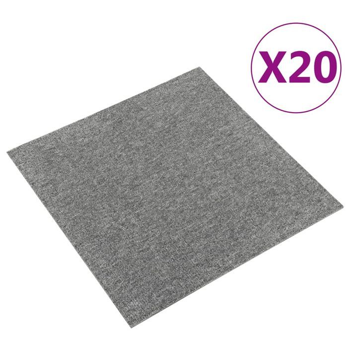 Dalles de tapis de sol 20 pcs 5 m² 50x50 cm Gris - Photo n°1