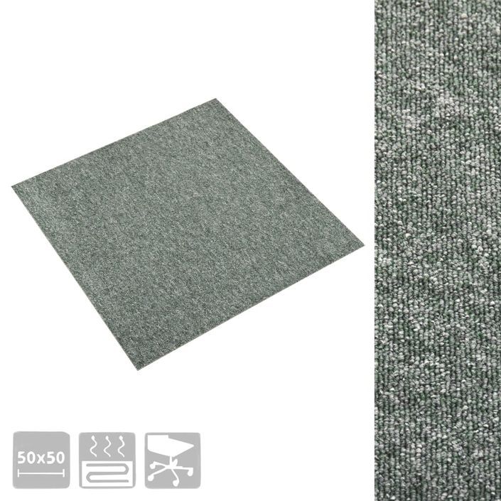 Dalles de tapis de sol 20 pcs 5 m² 50x50 cm Vert - Photo n°3