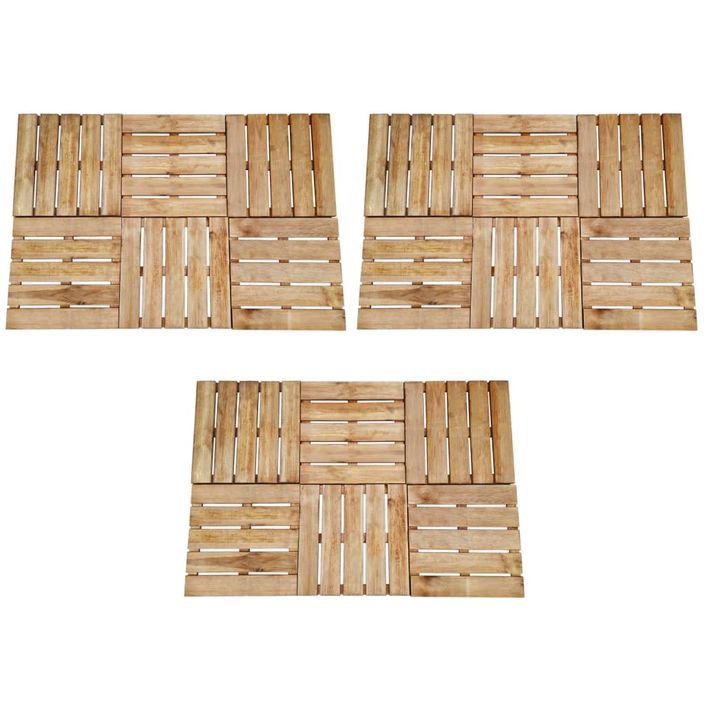 Dalles de terrasse 18 pcs 50x50 cm Bois Marron - Photo n°1