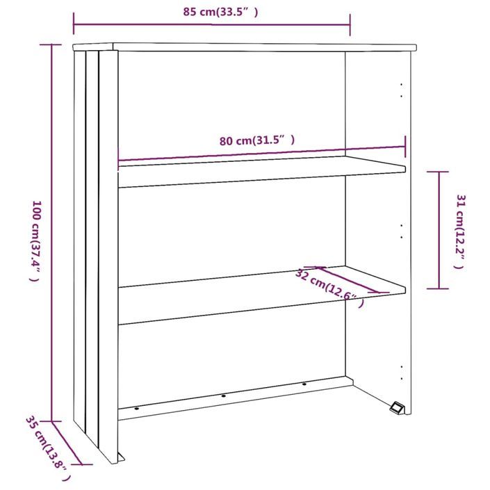 Dessus de buffet Gris foncé 85x35x100 cm Bois massif de pin - Photo n°6