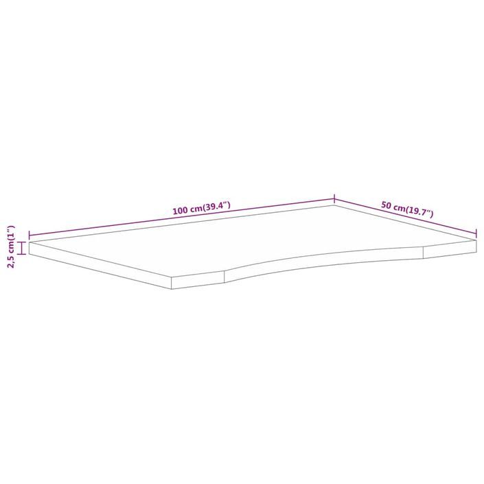 Dessus de bureau avec courbe 100x50x2,5 cm manguier massif brut - Photo n°8