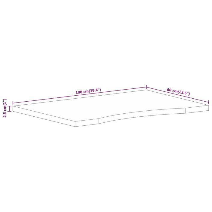 Dessus de bureau avec courbe 100x60x2,5 cm manguier massif brut - Photo n°8