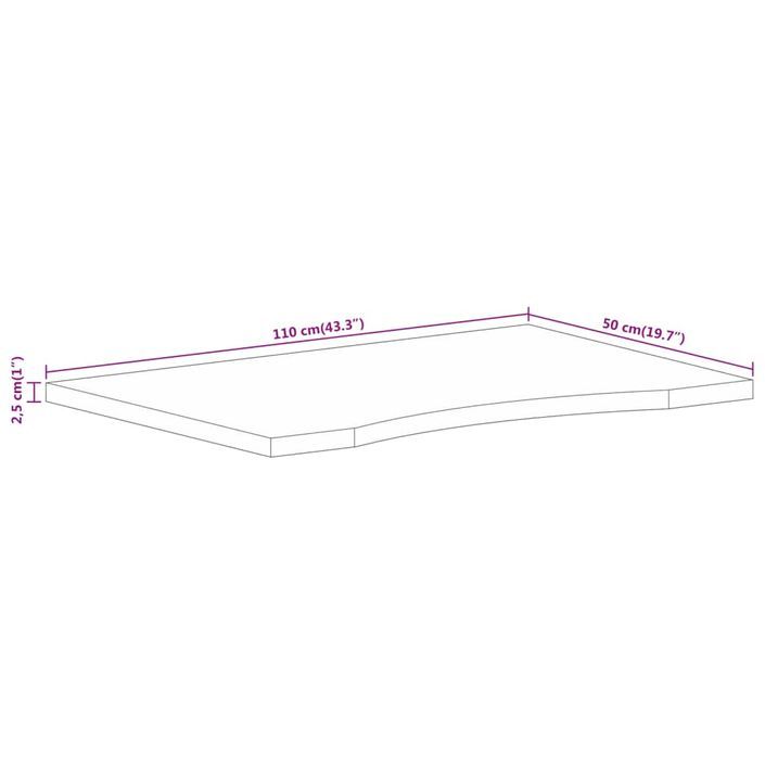 Dessus de bureau avec courbe 110x50x2,5 cm manguier massif brut - Photo n°8