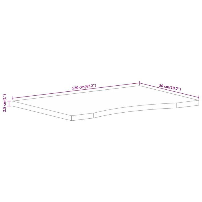 Dessus de bureau avec courbe 120x50x2,5 cm manguier massif brut - Photo n°8