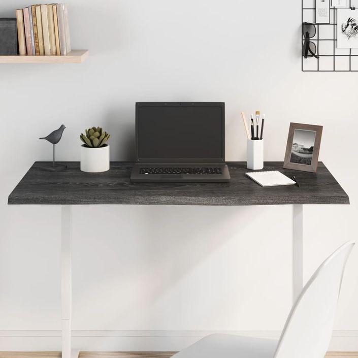 Dessus de bureau gris foncé 100x50x2 cm bois chêne traité - Photo n°2