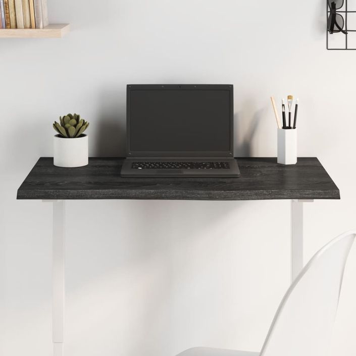 Dessus de bureau gris foncé 80x40x2 cm bois chêne traité - Photo n°2