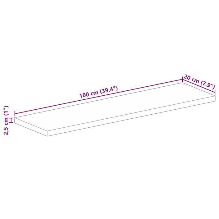 Dessus de table 100x20x2,5cm rectangulaire bois massif récupéré - Photo n°9