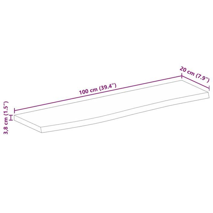 Dessus de table 100x20x3,8 cm bord vivant bois massif manguier - Photo n°9