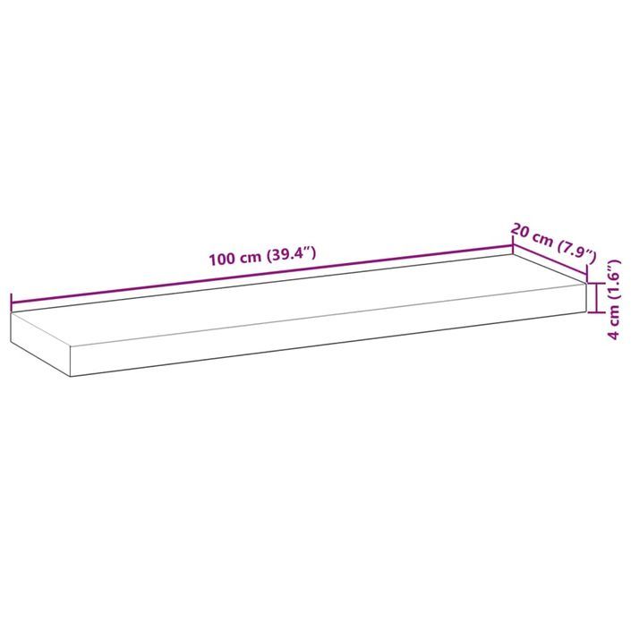 Dessus de table 100x20x4 cm rectangulaire bois massif d'acacia - Photo n°9